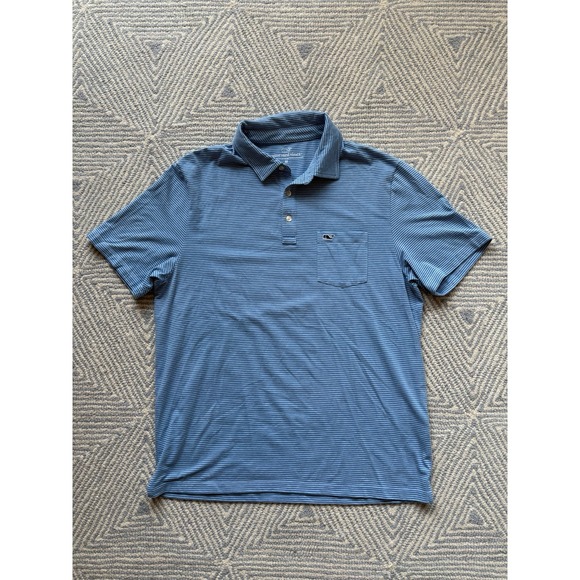 Vineyard Vines Other - Vineyard Vines Cotton/Poly/Spandex pocket Polo Shirt - Blue/Blue Stripe - Medium